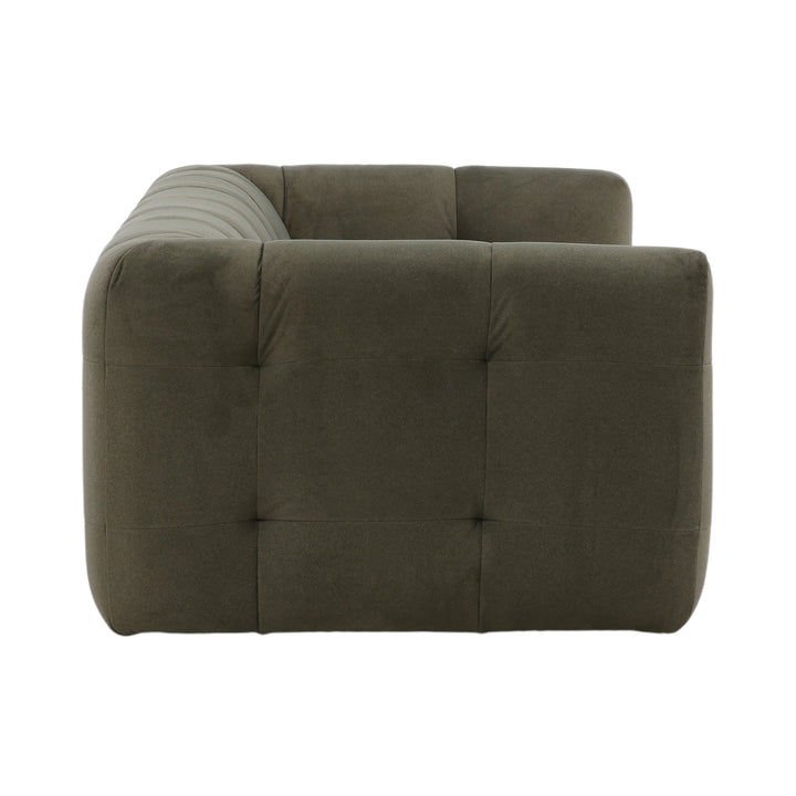 EcoCharm Modern Olive Cushion Lounger with Solid Wood Base