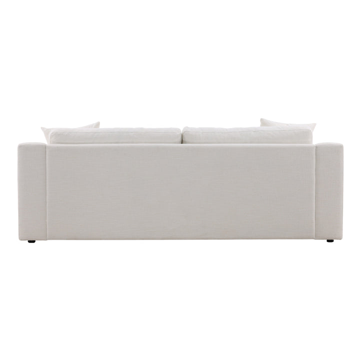 Luxury DreamSeat: Handcrafted Solid Wood Frame Sofa with Plush Cream Upholstery