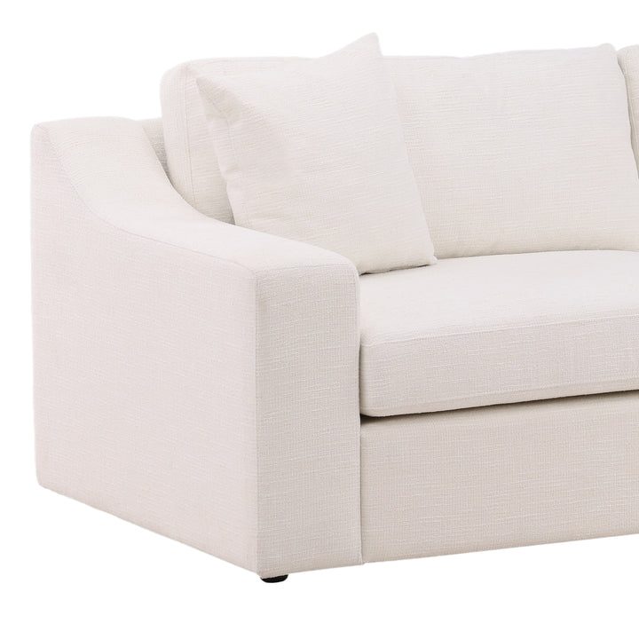 Luxury DreamSeat: Handcrafted Solid Wood Frame Sofa with Plush Cream Upholstery