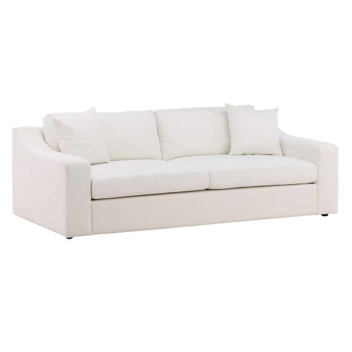 Luxury DreamSeat: Handcrafted Solid Wood Frame Sofa with Plush Cream Upholstery