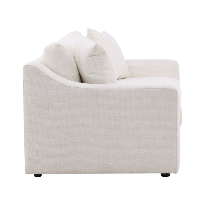 Luxury DreamSeat: Handcrafted Solid Wood Frame Sofa with Plush Cream Upholstery