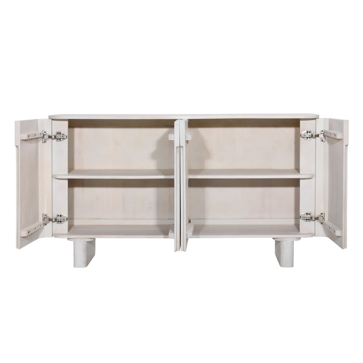 Modern Home Essentials - 4-Door White Storage Console
