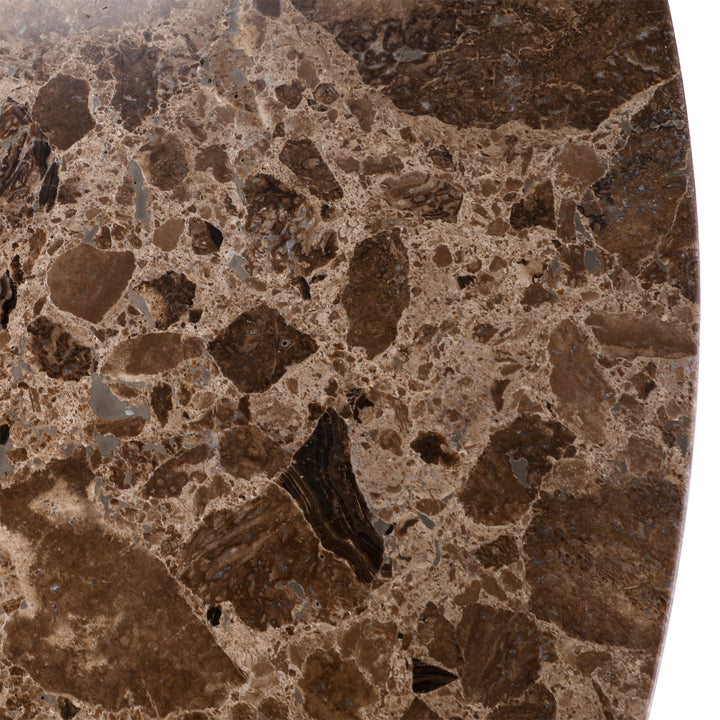 Charming Marble-Top Bistro Table in Rich Brown