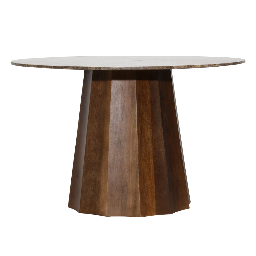 Charming Marble-Top Bistro Table in Rich Brown