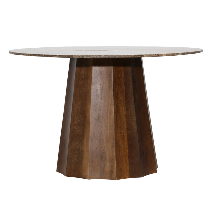 Charming Marble-Top Bistro Table in Rich Brown