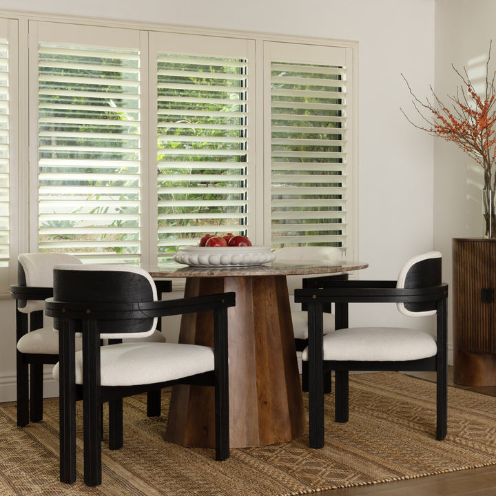 Charming Marble-Top Bistro Table in Rich Brown
