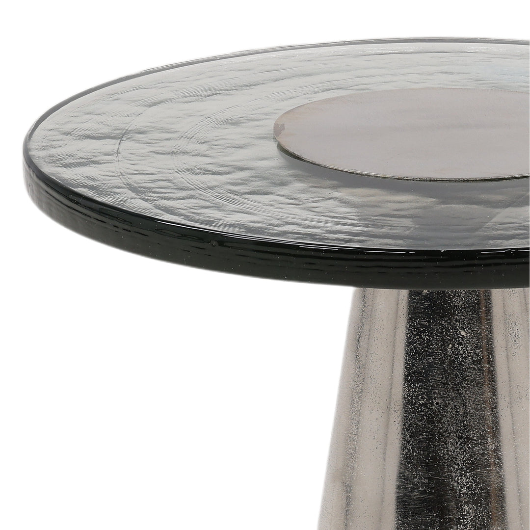 Elegant Petite Silver-Toned Accent Table