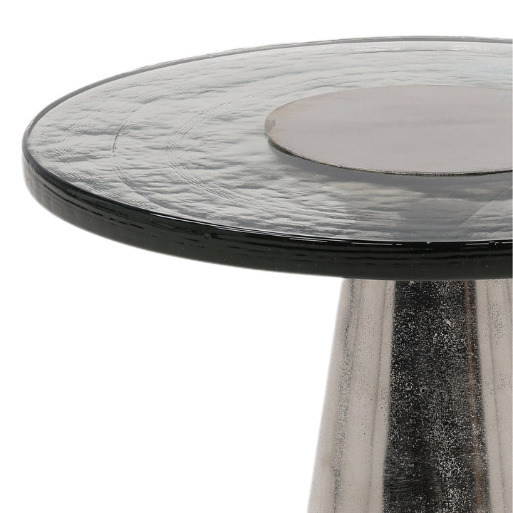 Elegant Petite Silver-Toned Accent Table