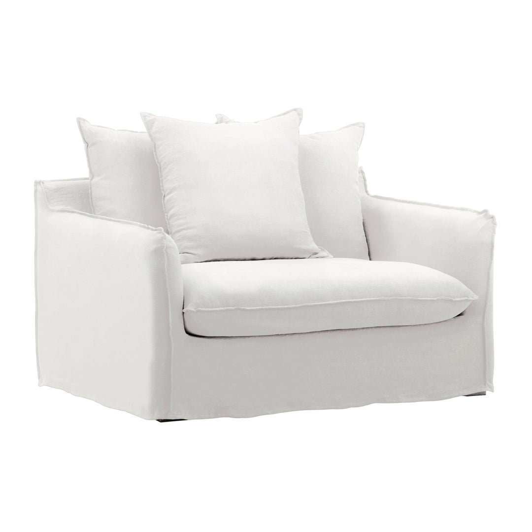 Breezy Linen Lounger Slipcover - Classic White