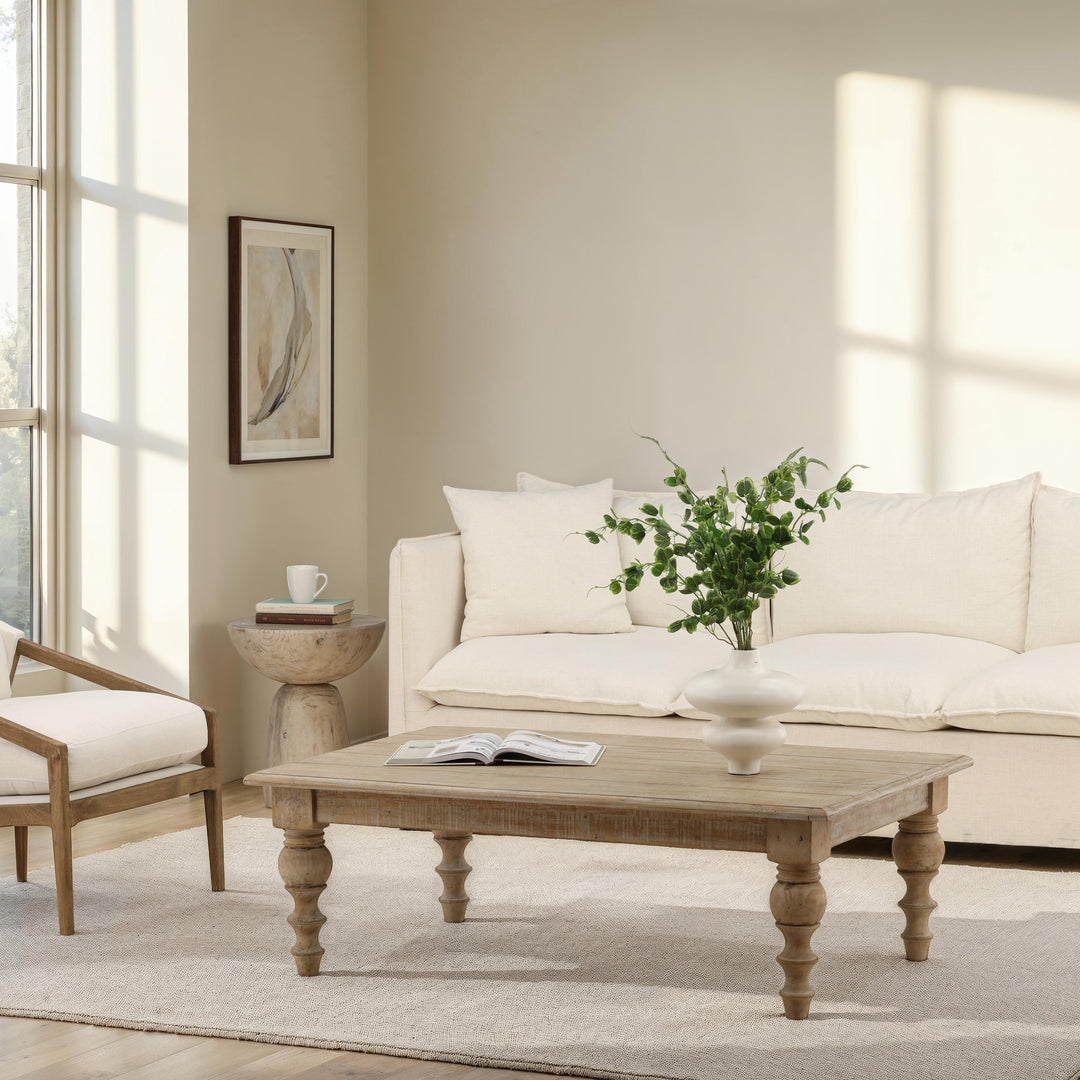 Elegant Oak Expansive Coffee Hub Measures 1.42m