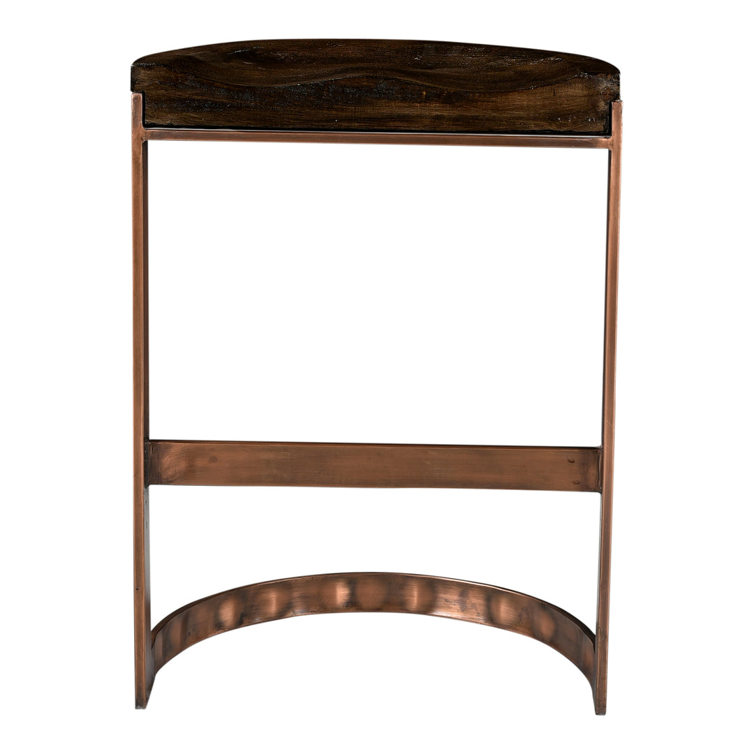 Modern Copper-Accented Wooden Counter Stool