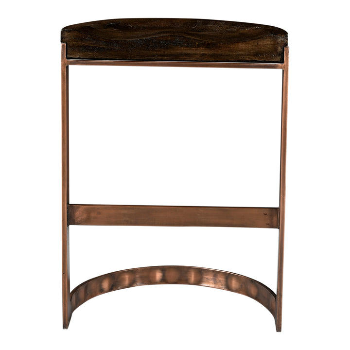 Modern Copper-Accented Wooden Counter Stool