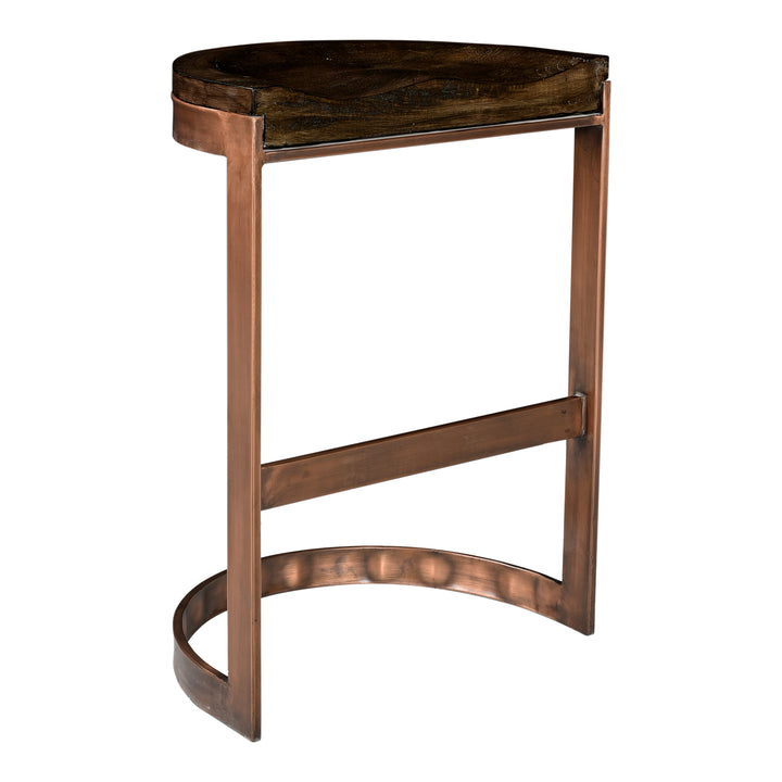 Modern Copper-Accented Wooden Counter Stool