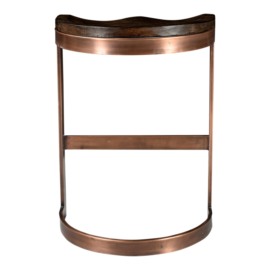 Modern Copper-Accented Wooden Counter Stool