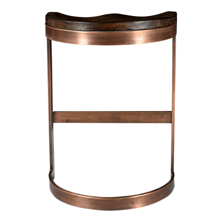 Modern Copper-Accented Wooden Counter Stool