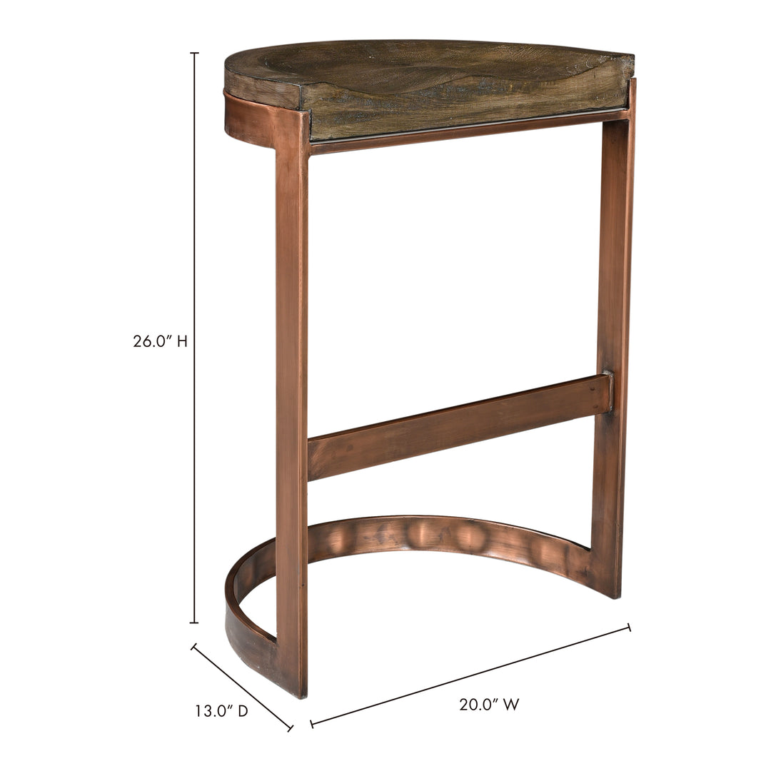 Modern Copper-Accented Wooden Counter Stool