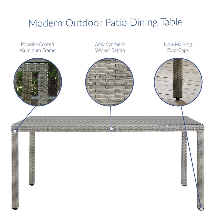 Aria 68" Outdoor Patio Wicker Rattan Dining Table