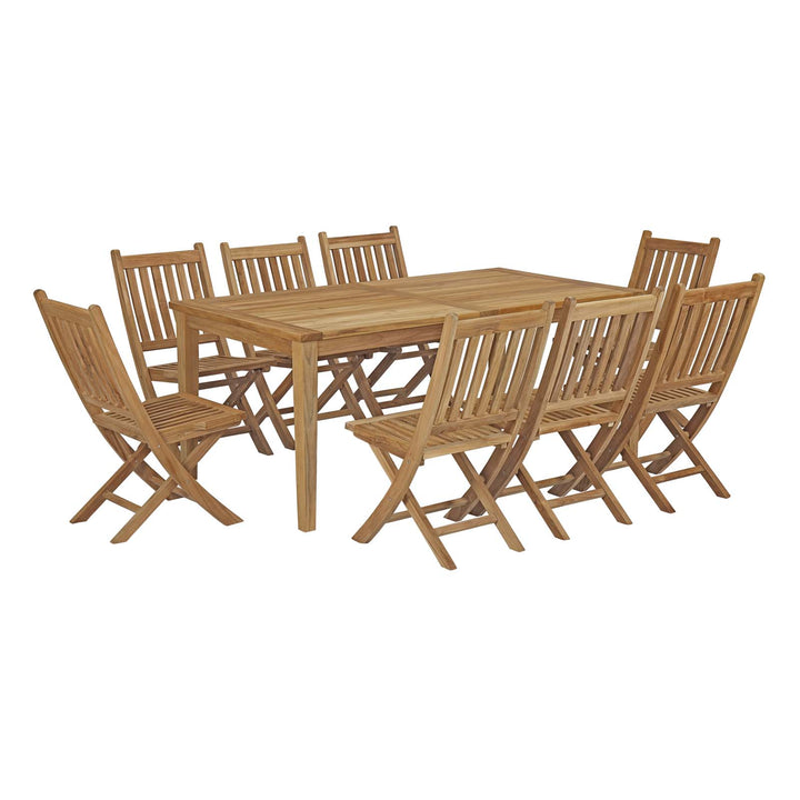 Monterey 9 Piece Outdoor Patio Teak Dining Set