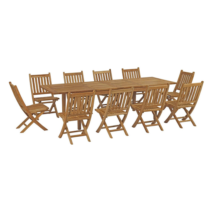 Marbella 11 Piece Outdoor Patio Teak Dining Set