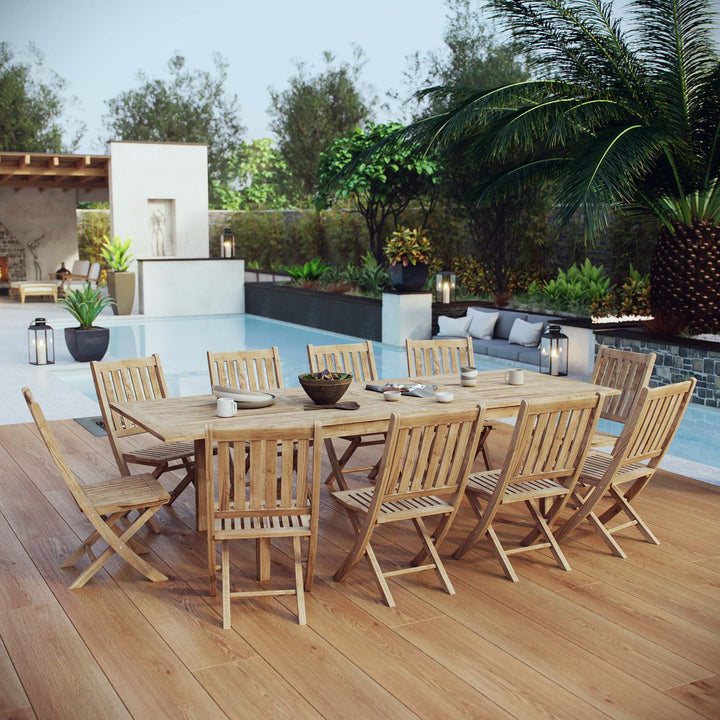 Marbella 11 Piece Outdoor Patio Teak Dining Set