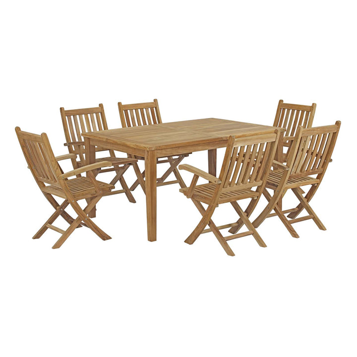 Malibu 7 Piece Outdoor Patio Teak Dining Set