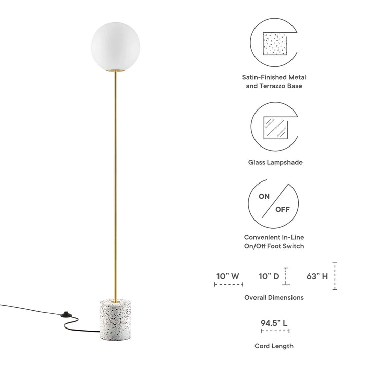 Globe Terrazzo Floor Lamp in White