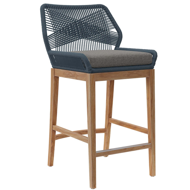 Wavecrest Outdoor Patio Teak Wood Bar Stool