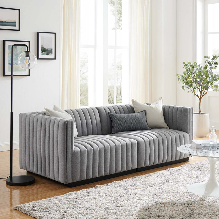 Serene Retreat Tufted Upholstered Fabric Sofa