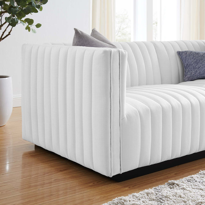 Serene Retreat Tufted Upholstered Fabric Sofa
