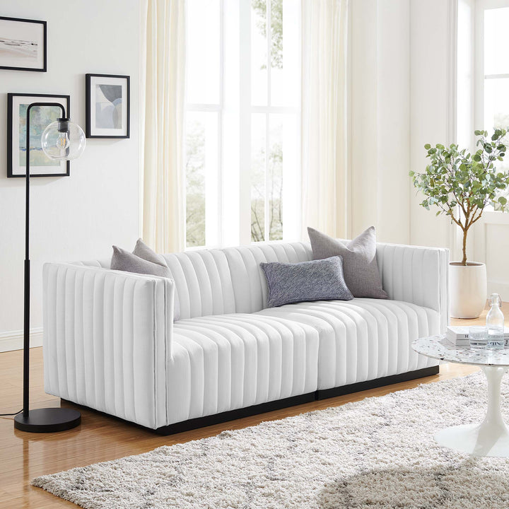 Serene Retreat Tufted Upholstered Fabric Sofa