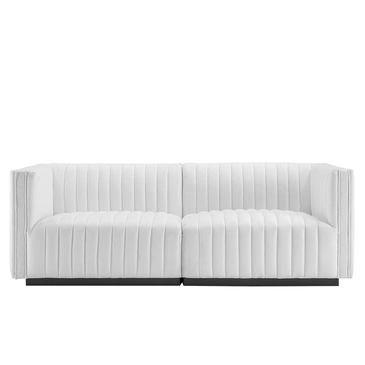 Serene Retreat Tufted Upholstered Fabric Sofa