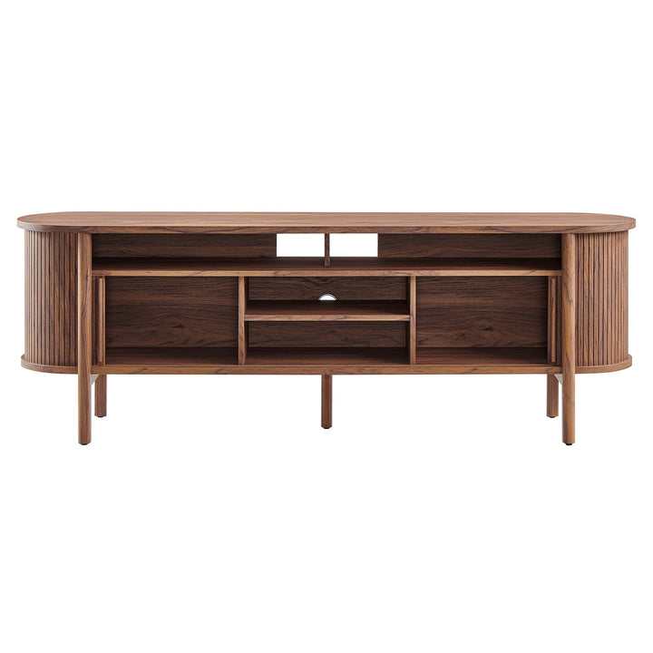 Oak Curved Media Console - 71"