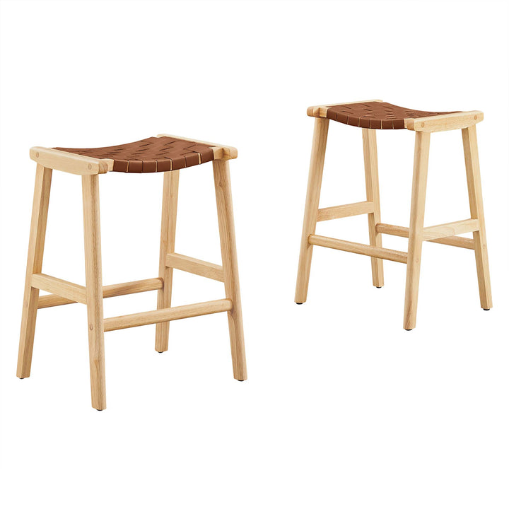 Sylvia Synthetic Leather Wooden Counter Stools Set of 2