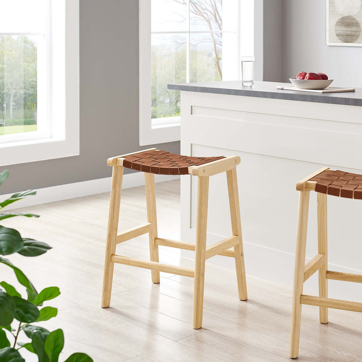 Sylvia Synthetic Leather Wooden Counter Stools Set of 2