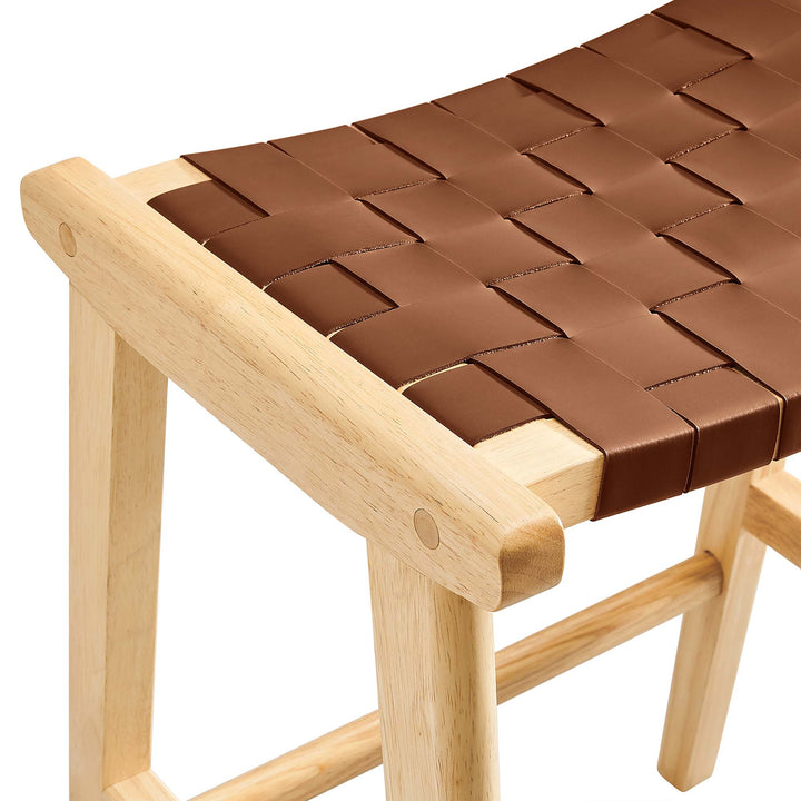 Sylvia Synthetic Leather Wooden Counter Stools Set of 2