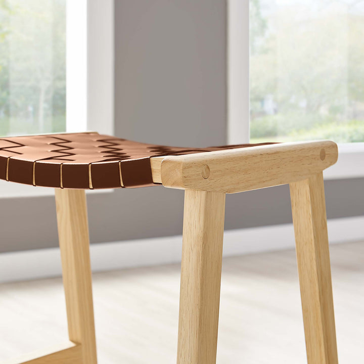 Sylvia Synthetic Leather Wooden Counter Stools Set of 2