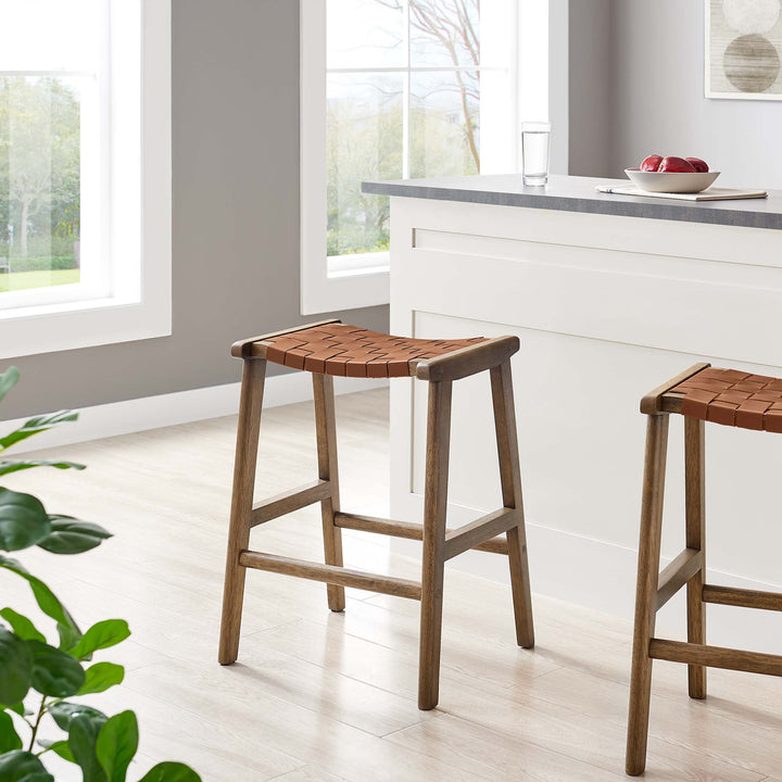 Sylvia Synthetic Leather Wooden Counter Stools Set of 2