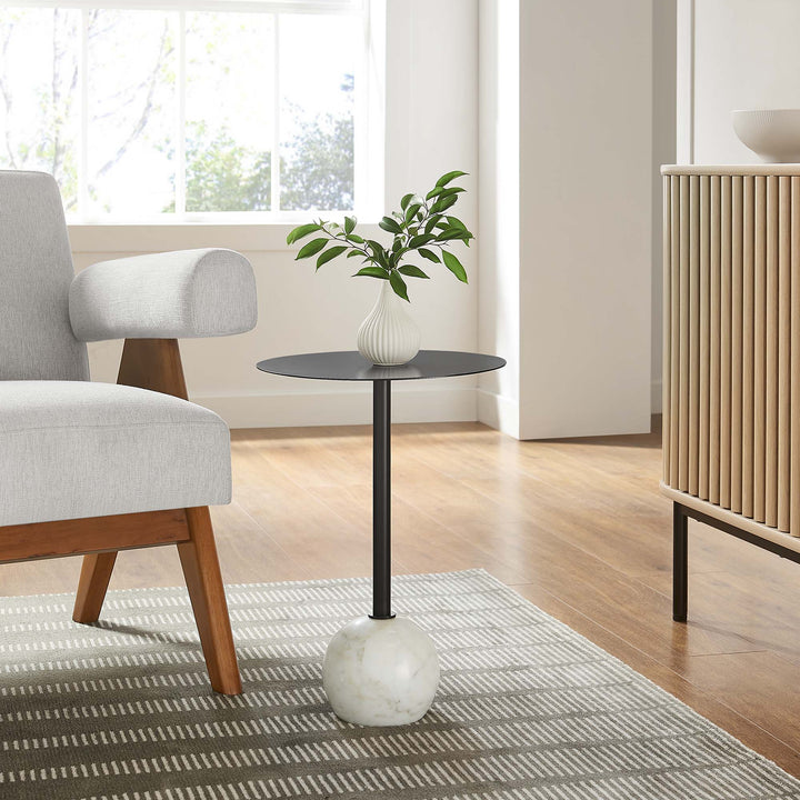 Amelia Round White Marble Side Table