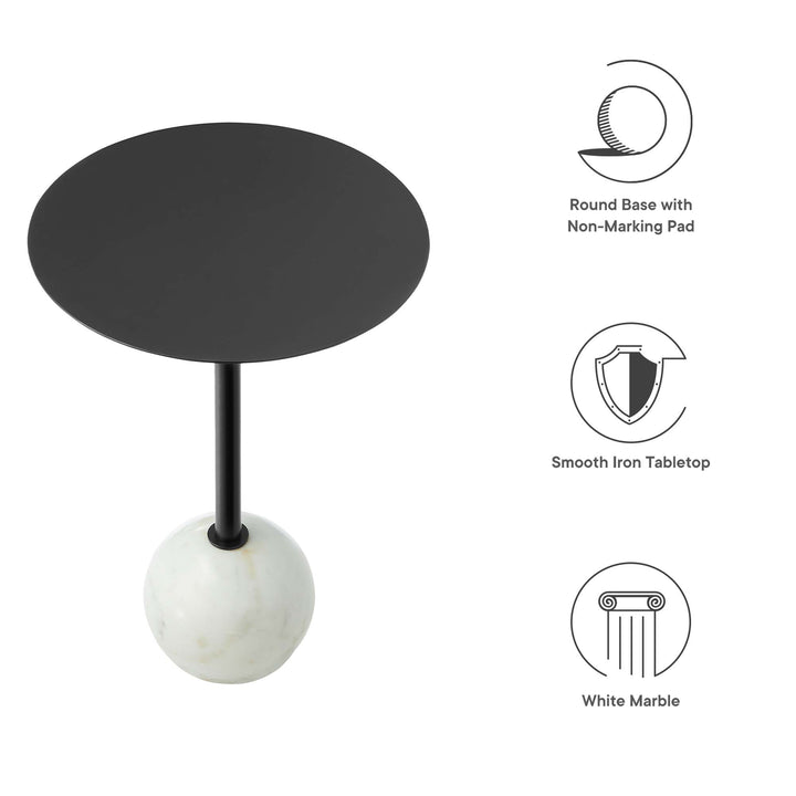 Amelia Round White Marble Side Table