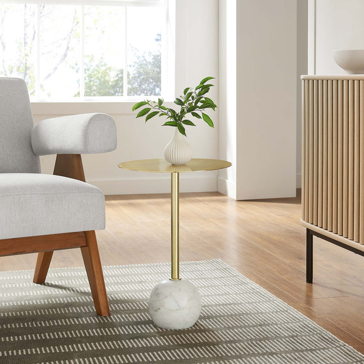 Amelia Round White Marble Side Table