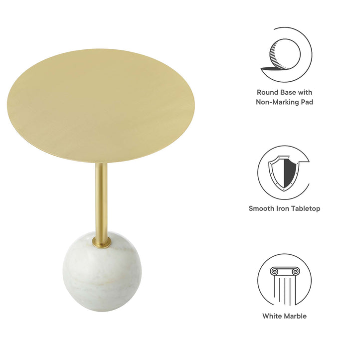 Amelia Round White Marble Side Table