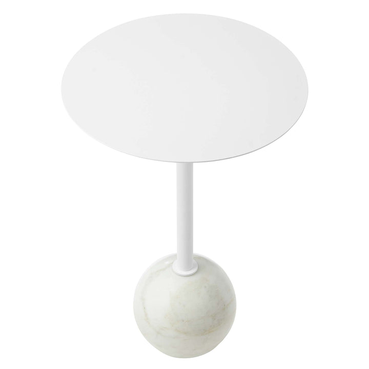 Amelia Round White Marble Side Table