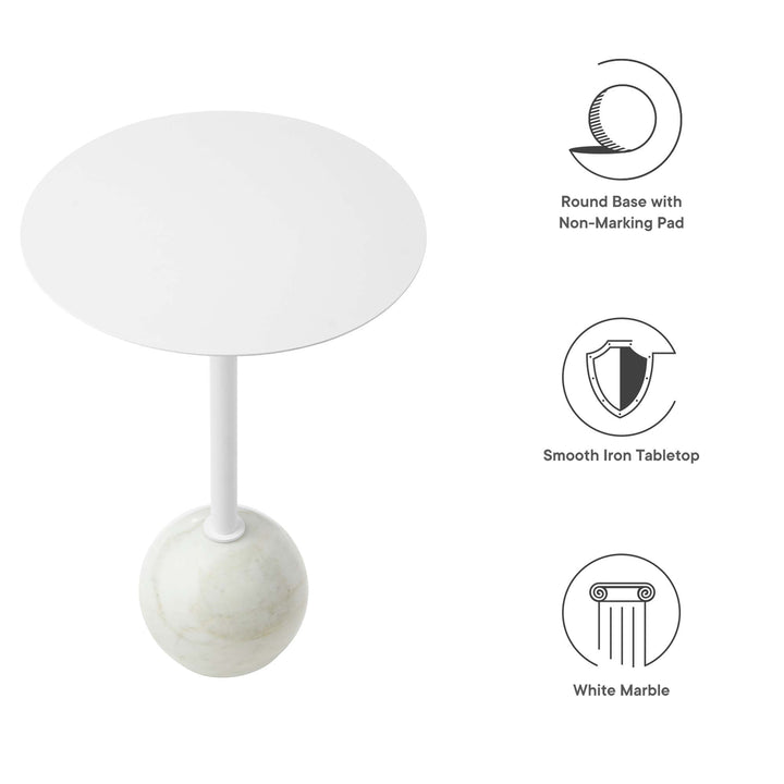 Amelia Round White Marble Side Table