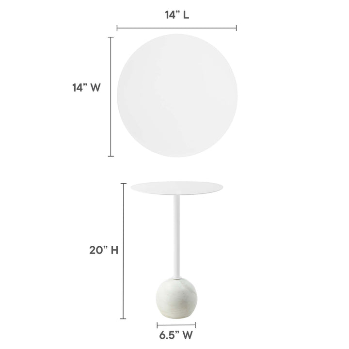 Amelia Round White Marble Side Table