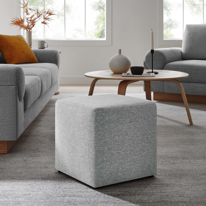 Caden 17" Square Stitched Heathered Fabric Upholstered Ottoman