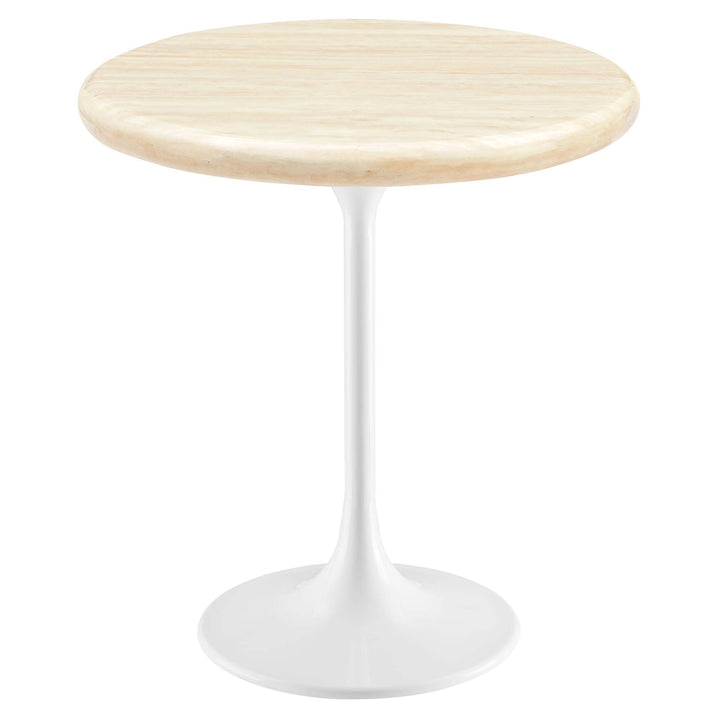 Luxe 20" Round Replica Travertine Side Table