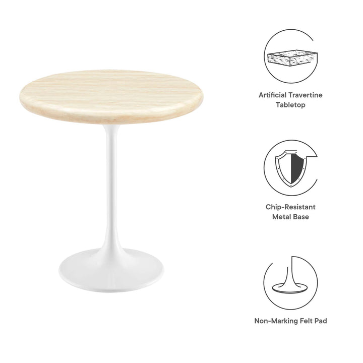 Luxe 20" Round Replica Travertine Side Table