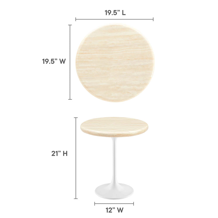Luxe 20" Round Replica Travertine Side Table