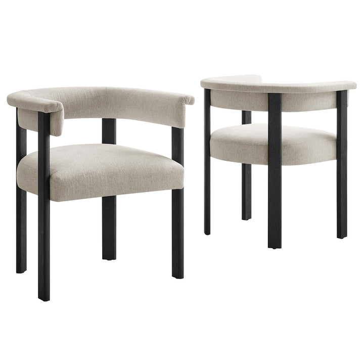 Isabella Fabric Upholstered Barrel Dining Chairs Set of 2