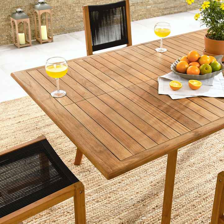 Vienna 7-Piece Outdoor Patio Teak and Rope Dining Set with Side Chairs